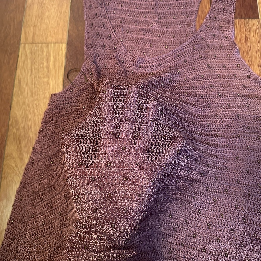Willow & Clay | Sleeveless pink/maroon knit top with beads size lrg - Picture 2 of 3
